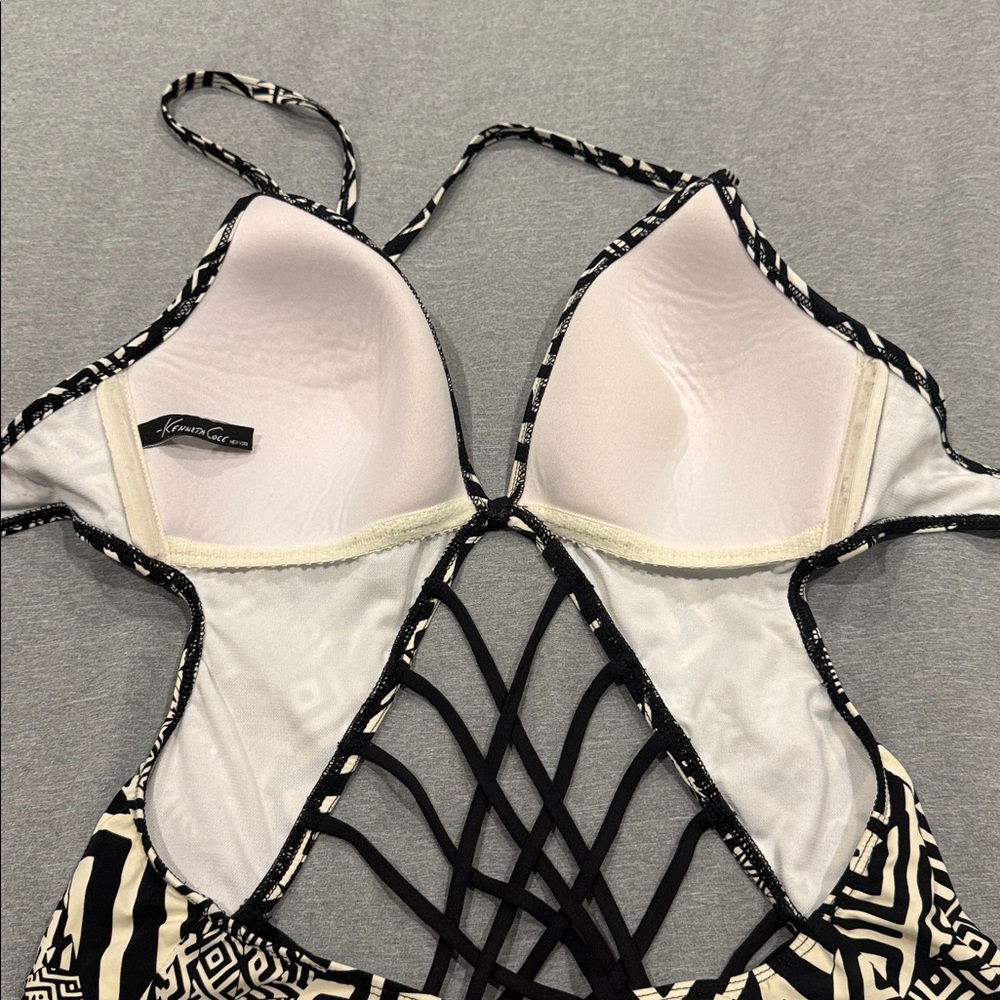 Kenneth Cole Monochrome Geometric Swimsuit - Picture 5 of 6